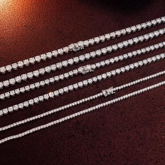 925 Sterling Silver Moissanite Diamond Bracelet Tennis Bracelet with Gra Certificate