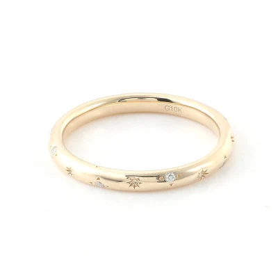 10K Gold Def Moissanit Diamantring, leichtes Band für Verlobungsring, klassischer Schmuck für den täglichen Gebrauch