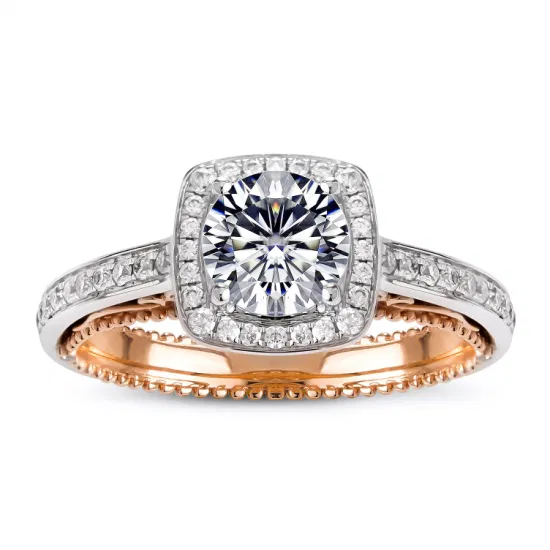18 Karat Weißgold-Moissanit-Ehering, individueller Damen-Verlobungs-Moissanit-Ring