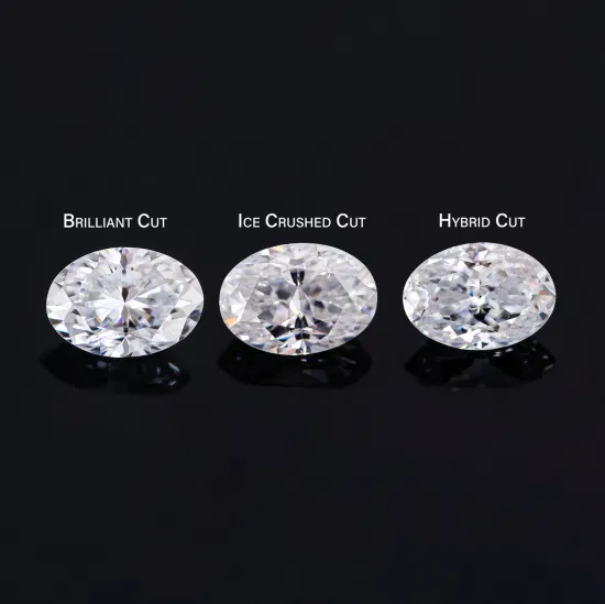 Farbloser 2CT 3CT Oval Hybrid Ice Crushed Cut Moissanit Diamant auf Verlobungsring Damenschmuck