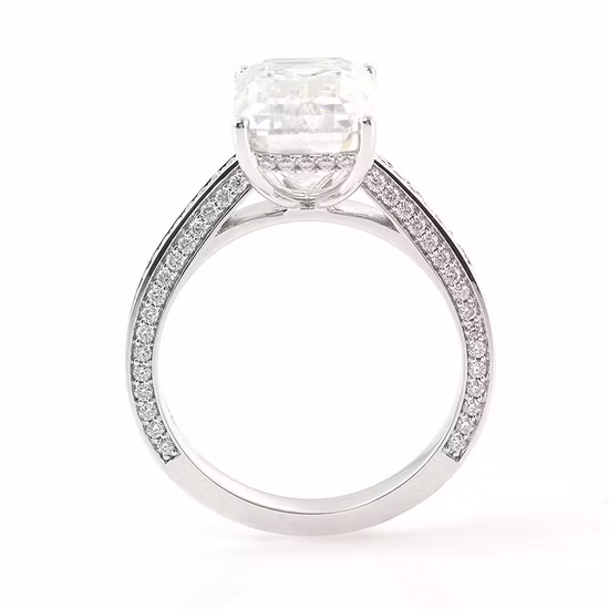 Hochzeit 14K Moissanit Diamantringe 10K Gold 8,5 CT Smaragd Iced Out Moissanit Lose Steine ​​Ringband