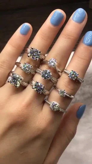 Fabrik 925 Silber Ringe Verlobung Damen Ring D Farbe Vvs1 Moissanit Edelstein Hochzeit Diamant Ringe für Schmuck Hersteller